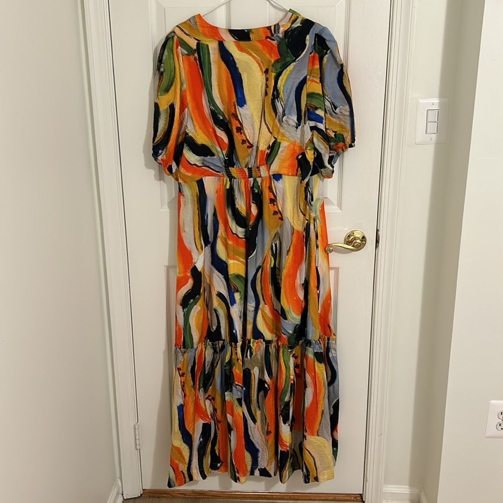 Anthropologie Maeve Suzannah Colorful Rainbow Abstract Print Maxi Dress Size 2X - Picture 13 of 16